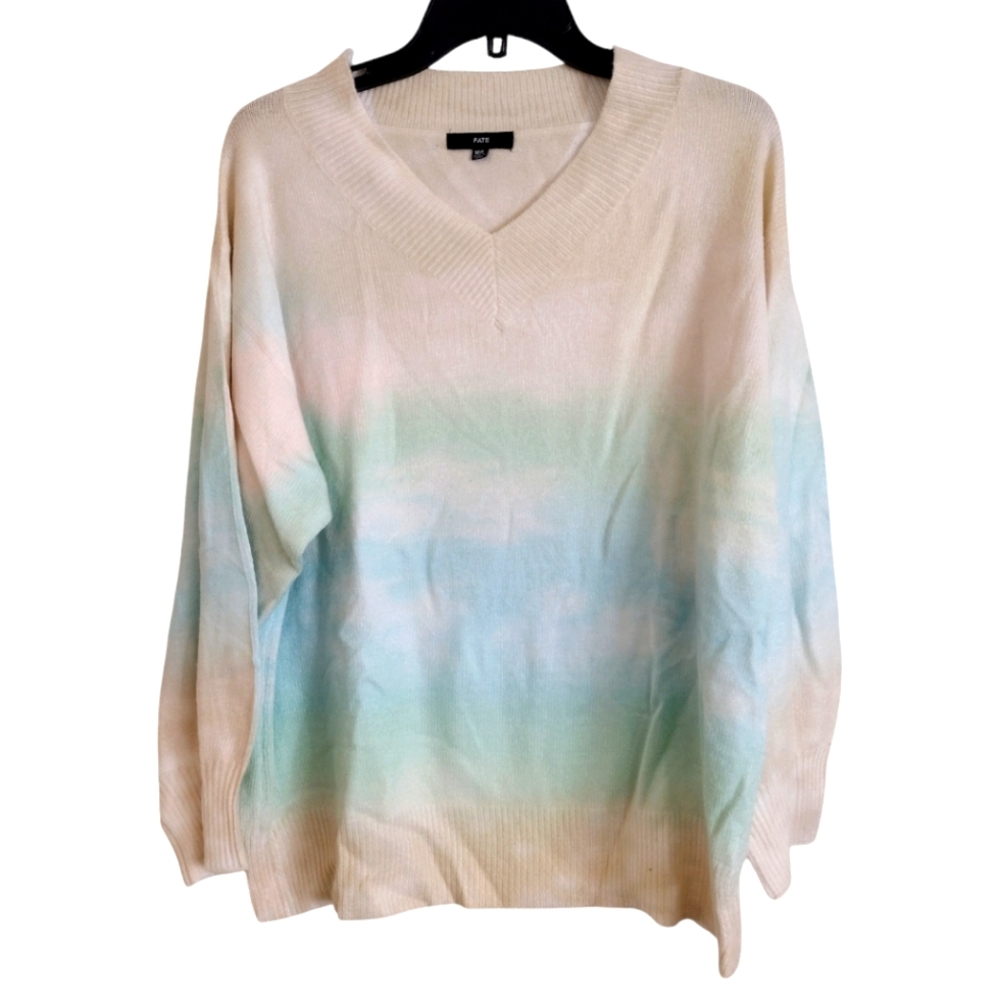 Fate tie dyed Pastel Blue Green Ivory gradient sweater size M/L